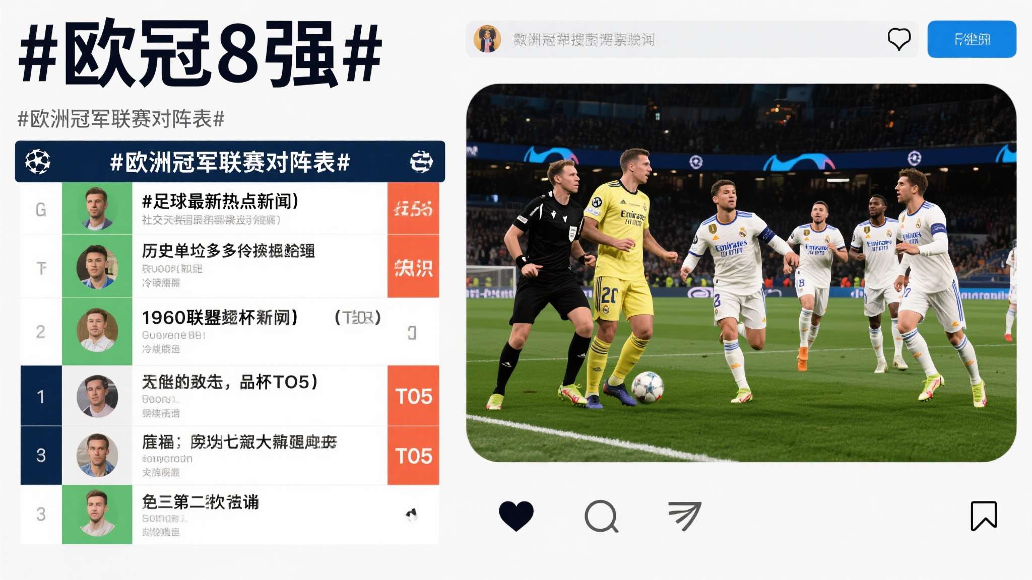 综观目前形式，“#欧冠8强#”、“#欧洲冠军联赛对阵表#”、“#足球最新热点新闻